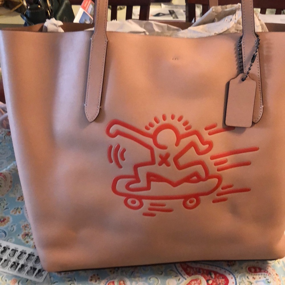 Coach x Keith Haring pale pink tote bag